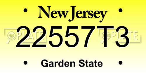22557T3 New Jersey License Plate