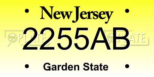 2255AB New Jersey License Plate