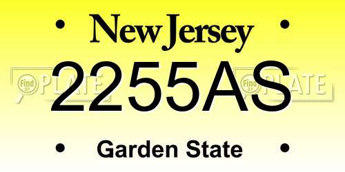 2255AS New Jersey License Plate
