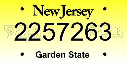 2257263 New Jersey License Plate