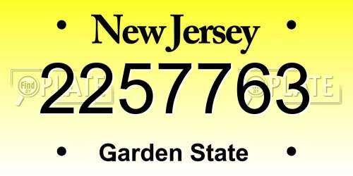2257763 New Jersey License Plate