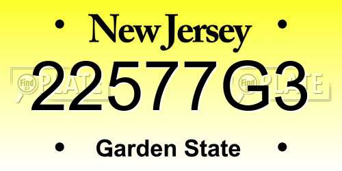 22577G3 New Jersey License Plate