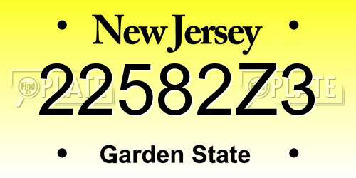 22582Z3 New Jersey License Plate