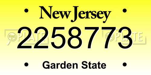 2258773 New Jersey License Plate