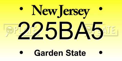 225BA5 New Jersey License Plate