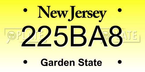 225BA8 New Jersey License Plate