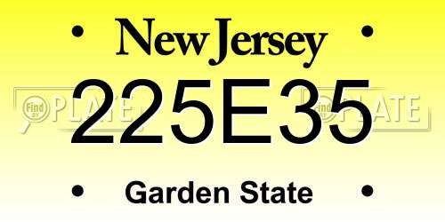 225E35 New Jersey License Plate