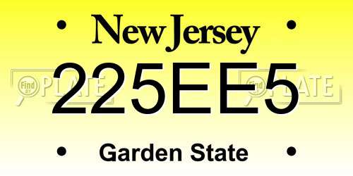 225EE5 New Jersey License Plate