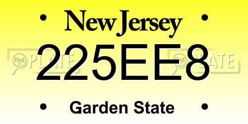 225EE8 New Jersey License Plate