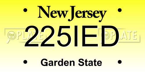 225IED New Jersey License Plate
