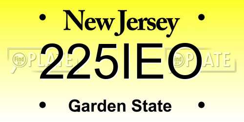225IEO New Jersey License Plate