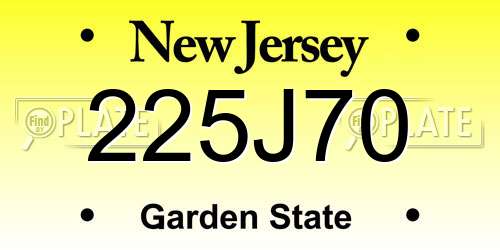225J70 New Jersey License Plate