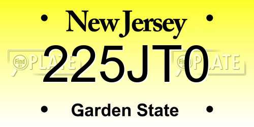 225JT0 New Jersey License Plate