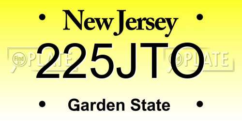 225JTO New Jersey License Plate