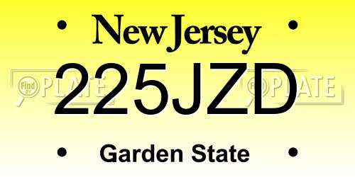 225JZD New Jersey License Plate
