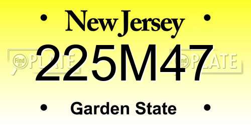 225M47 New Jersey License Plate