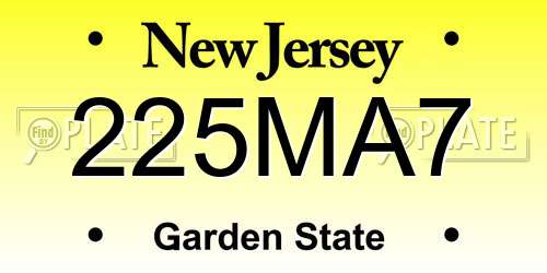 225MA7 New Jersey License Plate
