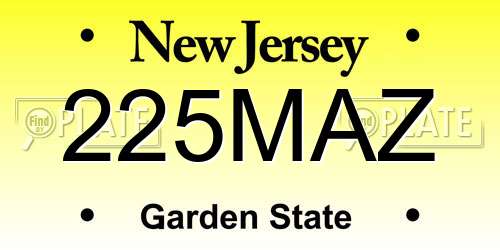 225MAZ New Jersey License Plate