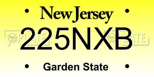 225NXB New Jersey License Plate
