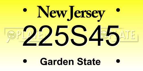 225S45 New Jersey License Plate