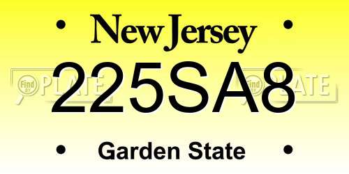 225SA8 New Jersey License Plate
