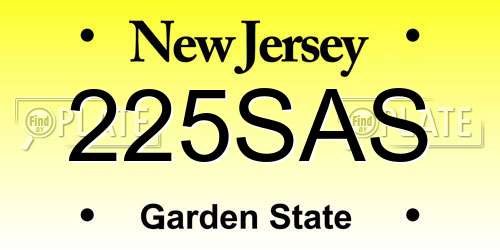 225SAS New Jersey License Plate