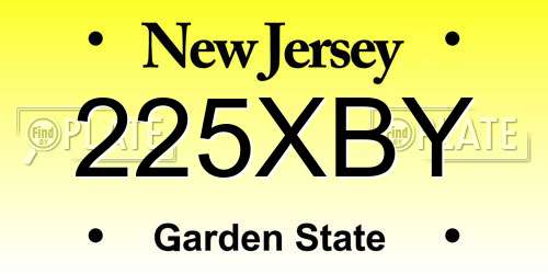 225XBY New Jersey License Plate