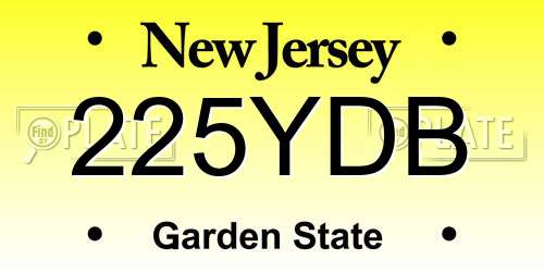 225YDB New Jersey License Plate