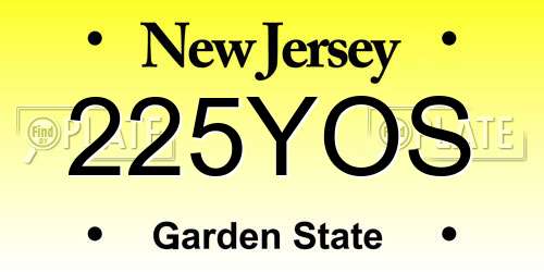 225YOS New Jersey License Plate