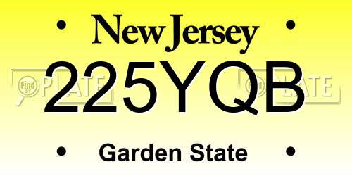 225YQB New Jersey License Plate