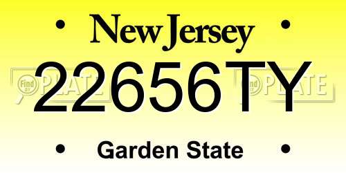22656TY New Jersey License Plate