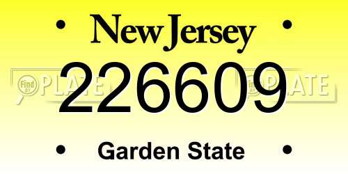 226609 New Jersey License Plate