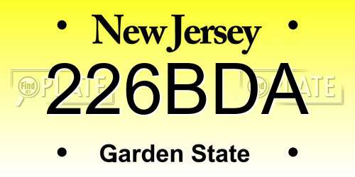 226BDA New Jersey License Plate