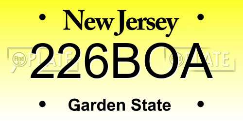226BOA New Jersey License Plate