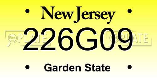 226G09 New Jersey License Plate