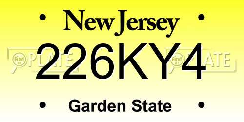 226KY4 New Jersey License Plate