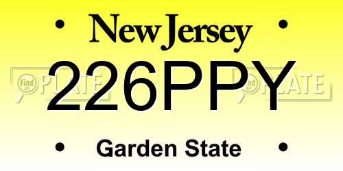 226PPY New Jersey License Plate