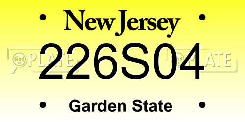 226S04 New Jersey License Plate