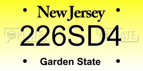 226SD4 New Jersey License Plate