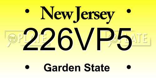 226VP5 New Jersey License Plate