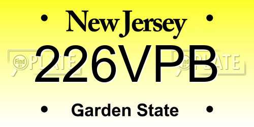 226VPB New Jersey License Plate