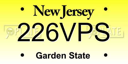 226VPS New Jersey License Plate