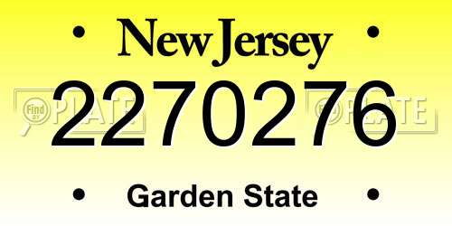 2270276 New Jersey License Plate