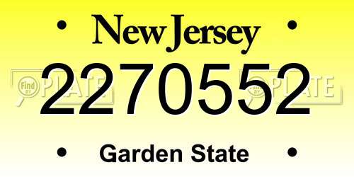 2270552 New Jersey License Plate