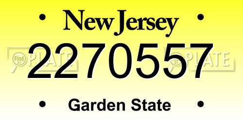 2270557 New Jersey License Plate