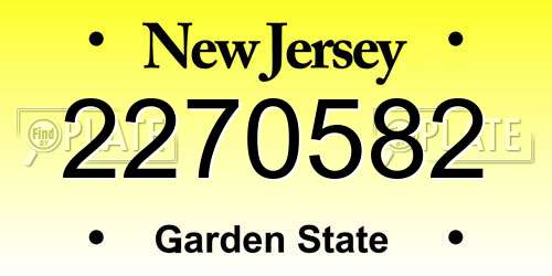 2270582 New Jersey License Plate