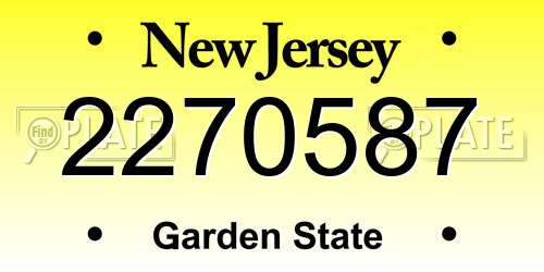 2270587 New Jersey License Plate