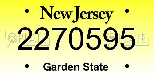 2270595 New Jersey License Plate