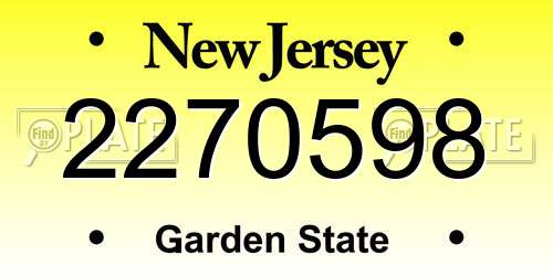 2270598 New Jersey License Plate