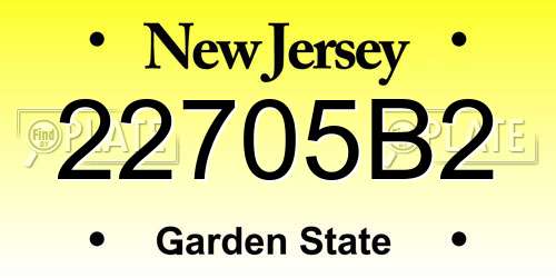 22705B2 New Jersey License Plate